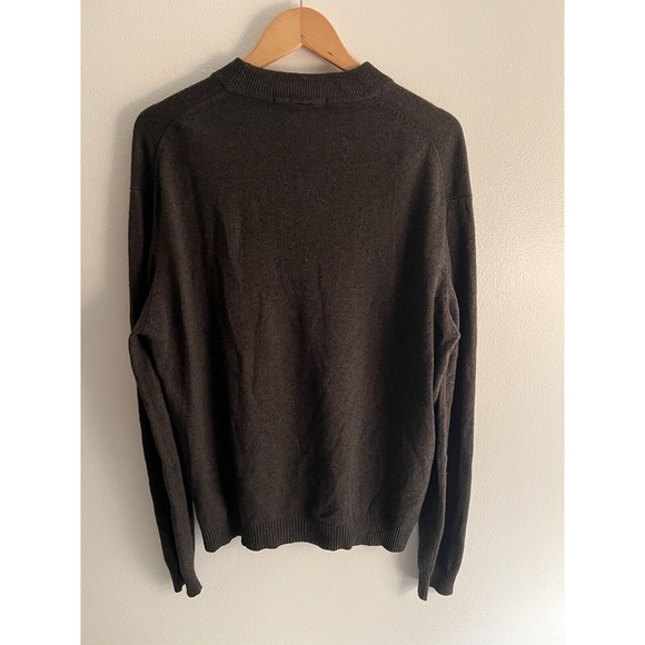 Perry Ellis Silk Wool Mock Neck Sweater Shirt Pullover Top Green Mens Large - Picture 7 of 13